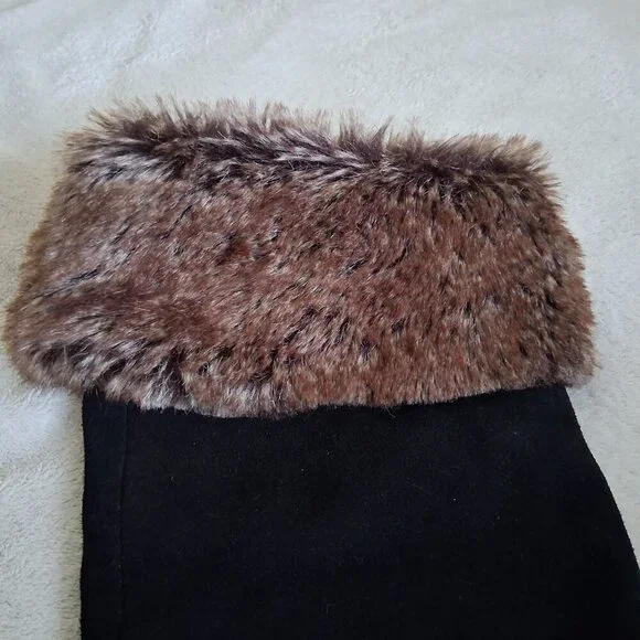 Sam Edelman Women's Size 7.5 Black Suede Orlando Faux Fur Knee High Boots - Picture 5 of 14